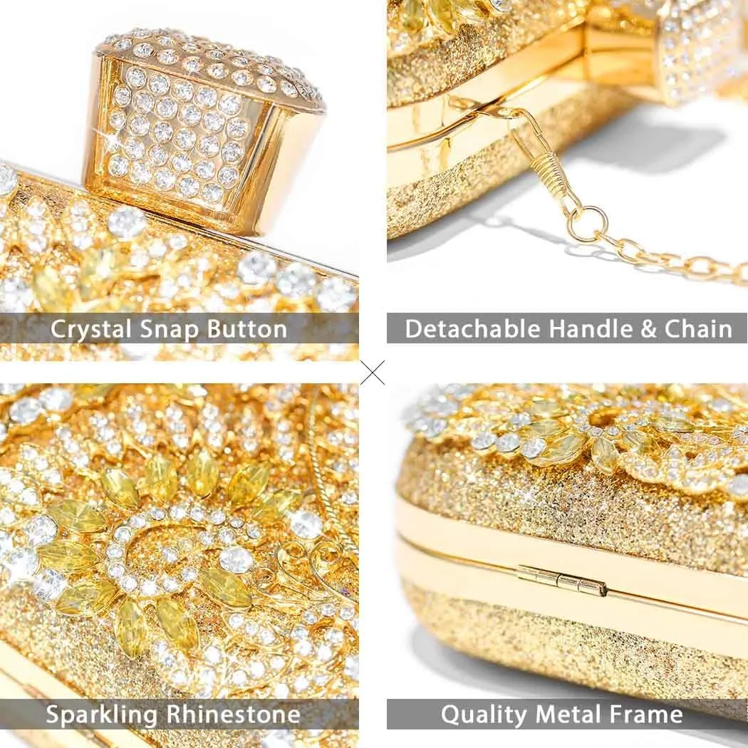 Yokawe Womens Crystal Evening Clutch Bag Bridal Wedding Purse Rhinestone Party Prom Handbag