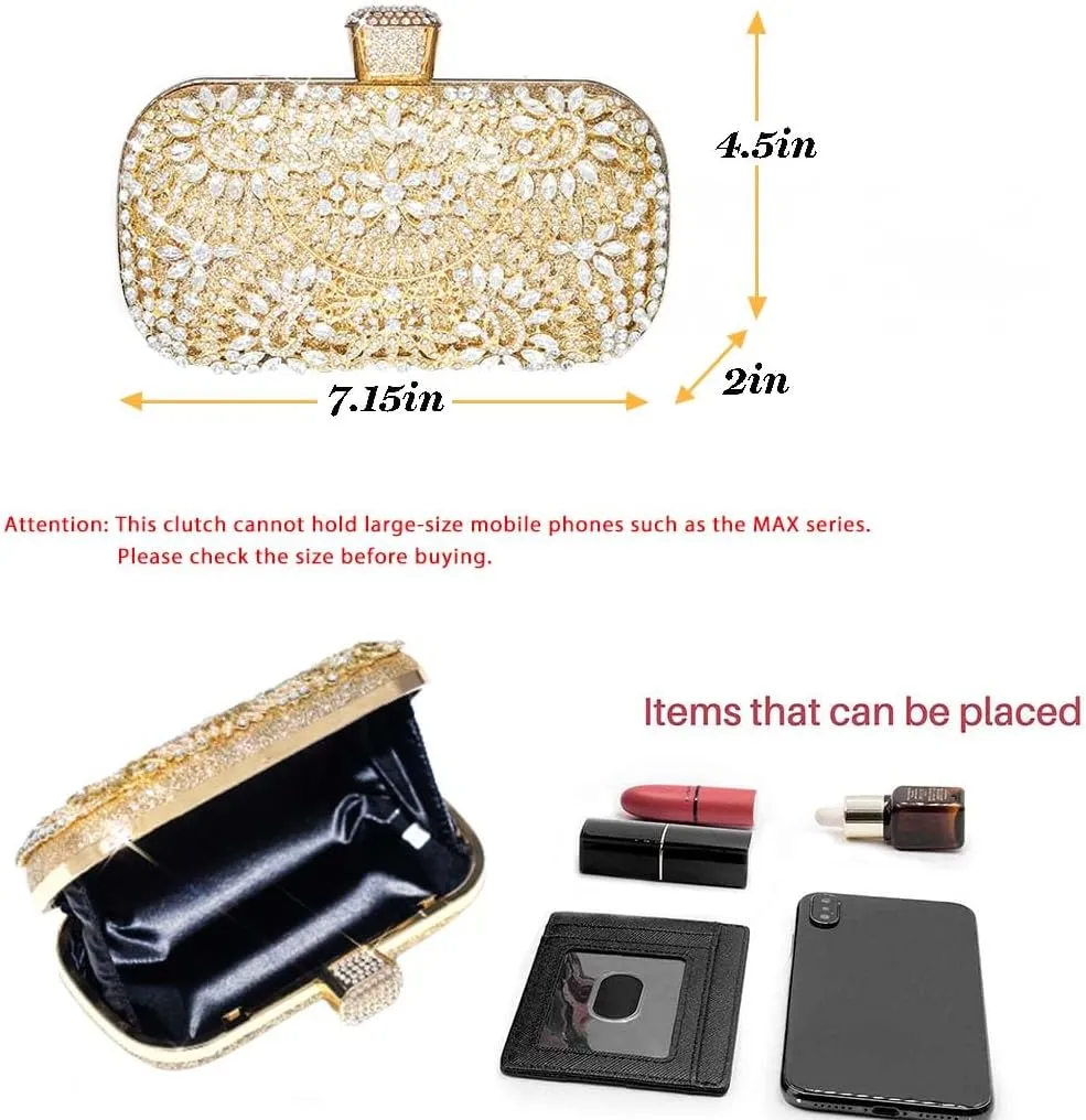 Yokawe Womens Crystal Evening Clutch Bag Bridal Wedding Purse Rhinestone Party Prom Handbag
