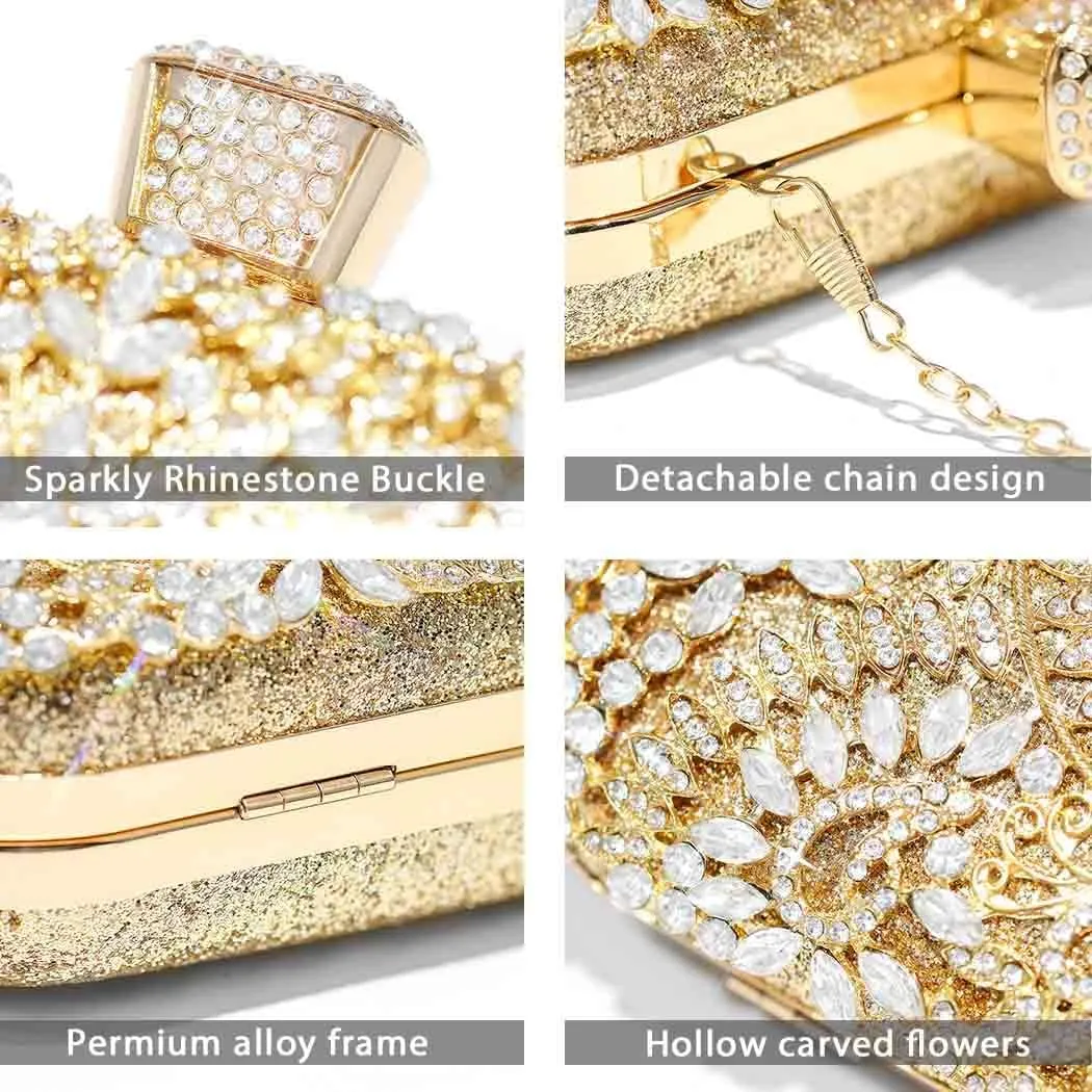 Yokawe Womens Crystal Evening Clutch Bag Bridal Wedding Purse Rhinestone Party Prom Handbag