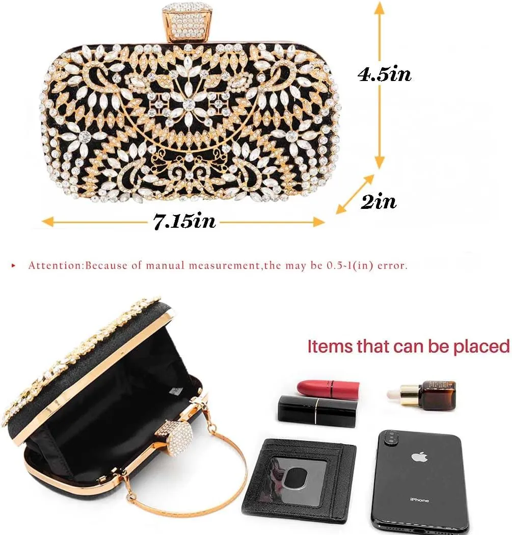 Yokawe Womens Crystal Evening Clutch Bag Bridal Wedding Purse Rhinestone Party Prom Handbag