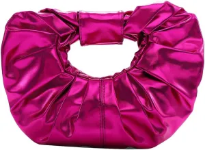 Yokawe Women's Shiny Laser Leather Top Handle Bags Ruched Cloud Bag Night out Party Prom Handbags