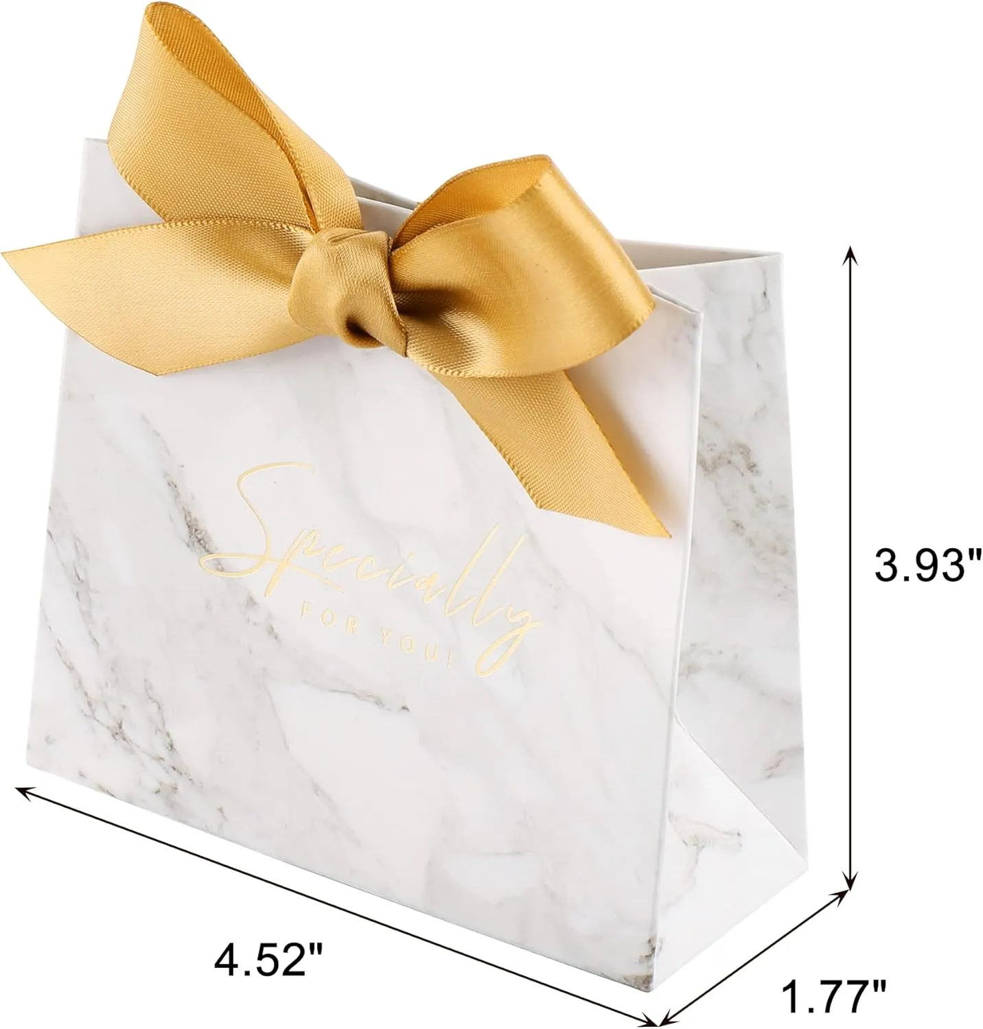 Yoption 50 Pcs Wedding Party Favor Boxes, Small Thank You Gift Bags Candy Boxes with Gold Bow Ribbon Wedding Bridal Shower Birthday Party (Marble)