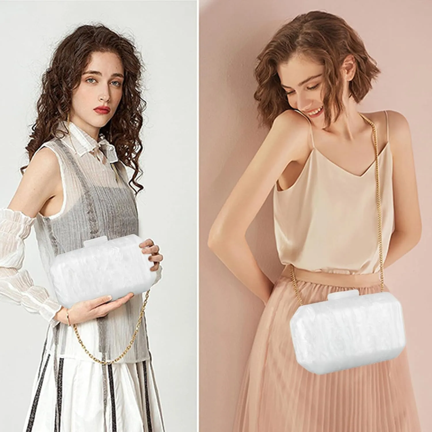 YYW Acrylic Purses Evening Clutch Bag Marbling Handbag for Women Shoulder Bag for Party Wedding Prom