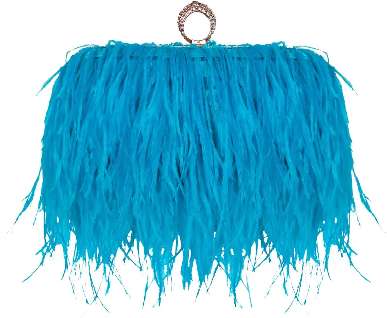 ZAKIA Women's Real Natural Ostrich Feather Tote Evening Dress Bag Shoulder Bag Party Money Bag Wallet Clutch