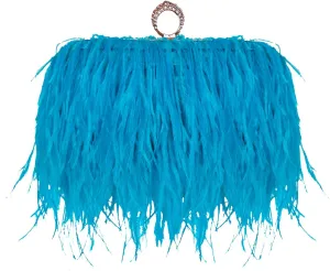 ZAKIA Women's Real Natural Ostrich Feather Tote Evening Dress Bag Shoulder Bag Party Money Bag Wallet Clutch
