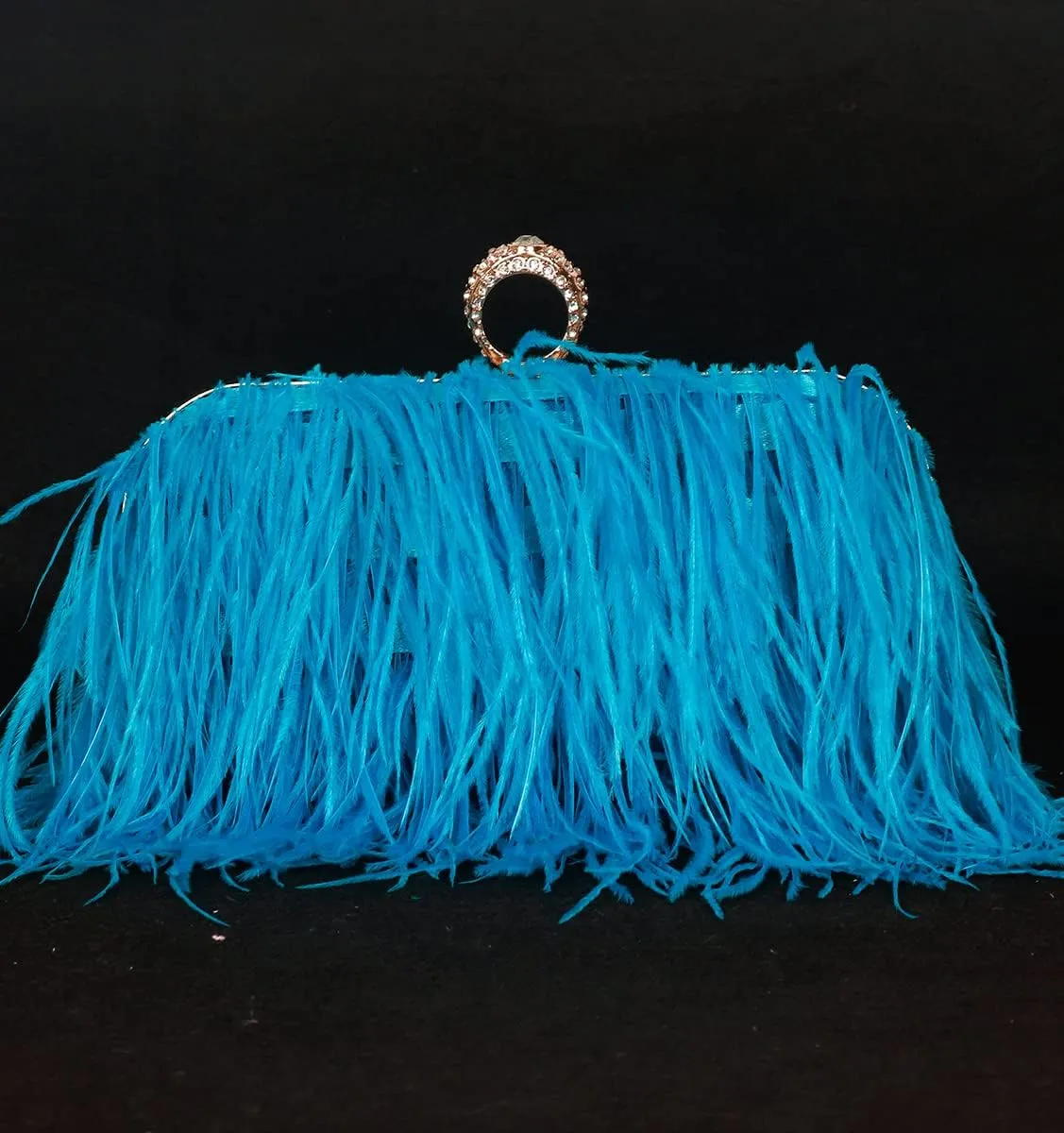 ZAKIA Women's Real Natural Ostrich Feather Tote Evening Dress Bag Shoulder Bag Party Money Bag Wallet Clutch