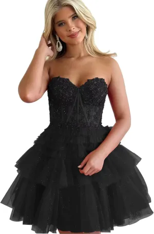 zcbang Short Homecoming Dresses for Teens 2024 Sparkly LaceTulle Stapless Mini Cocktail Gown