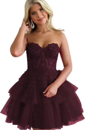 zcbang Short Homecoming Dresses for Teens 2024 Sparkly LaceTulle Stapless Mini Cocktail Gown