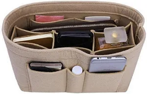 ZTUJO Purse Organizer Insert, Felt Bag Organizer For Handbag Purse Organizer, 13 Colors, 6 Size (Slender Medium, Beige)