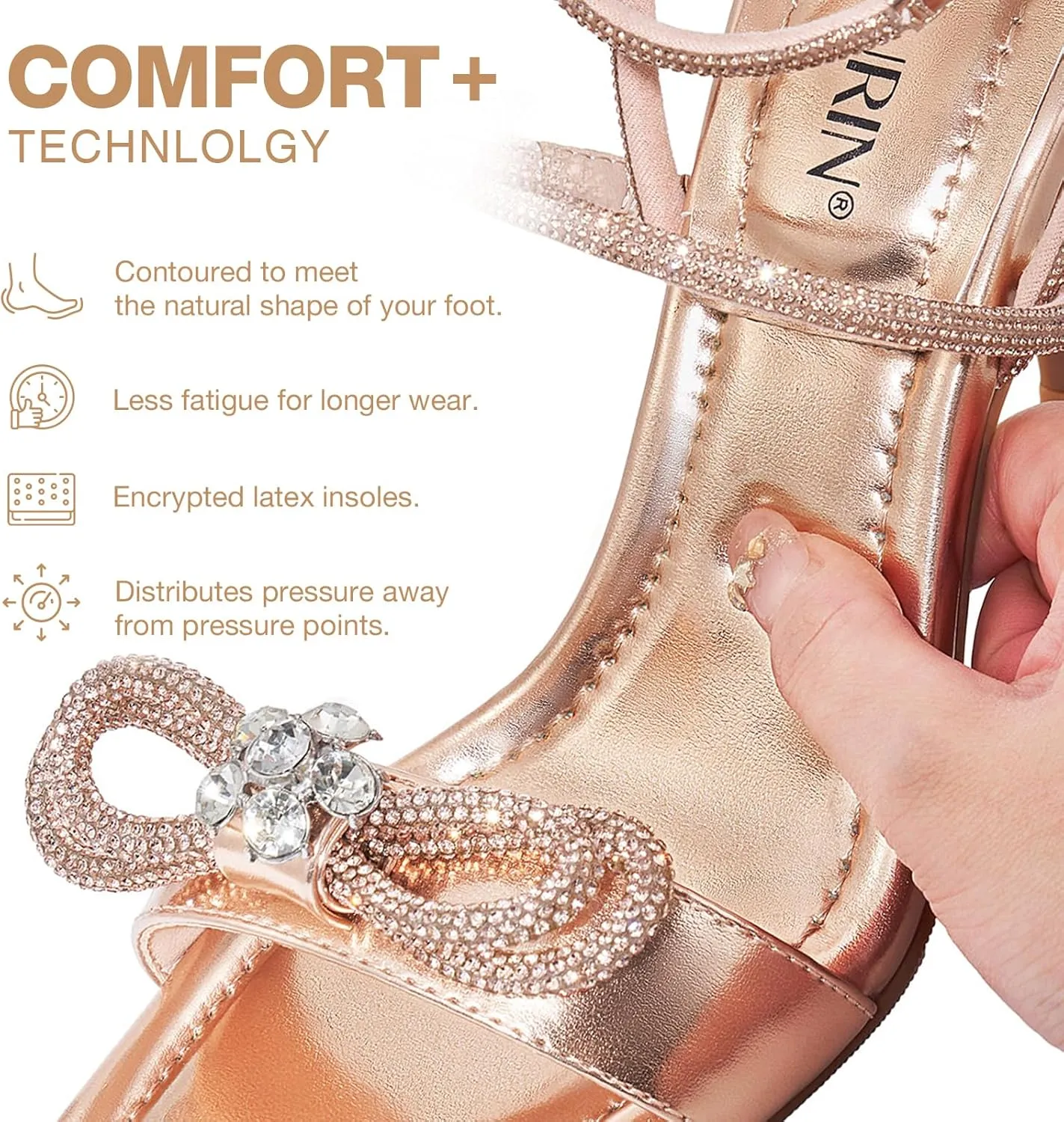 ZURIN Women's Rhinestone Bow Heels Square Toe Strappy Heeled Sandals Sparkle Stiletto High Heels Dress Party Evening Prom Crystal Shoes